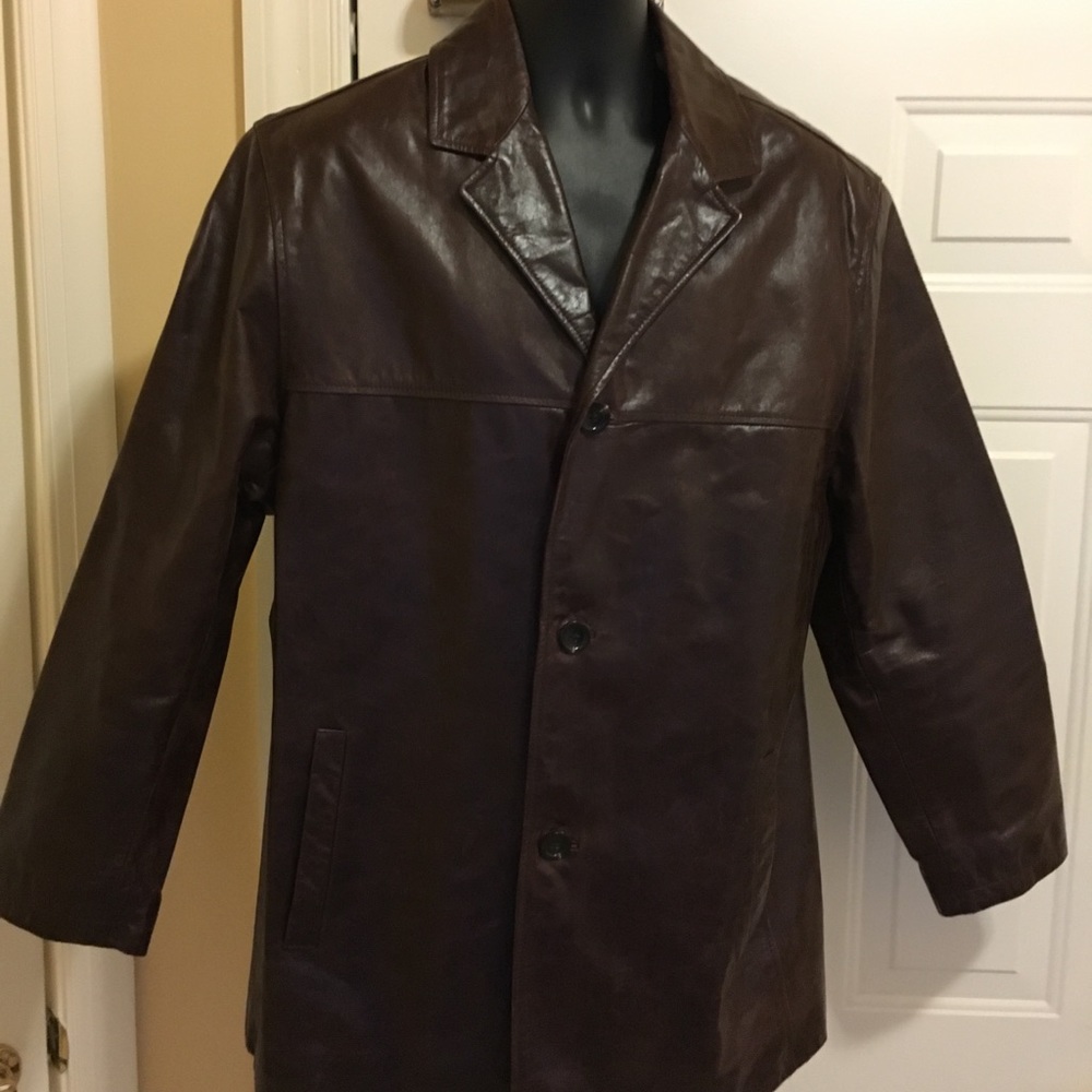 Andrew Marc Brown Leather Jacket Sz Large